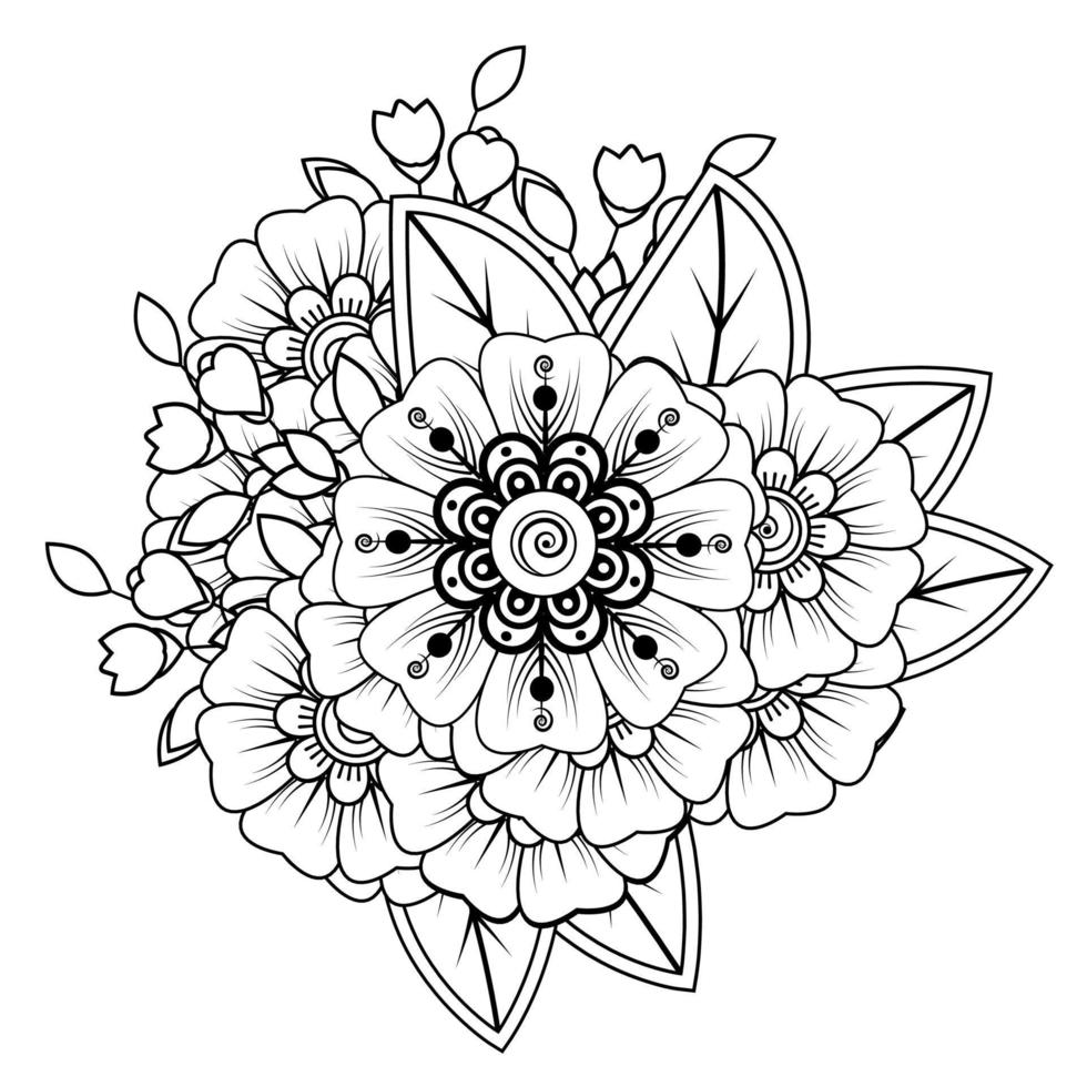 bloemen in zwart-wit. doodle kunst voor kleurboek vector