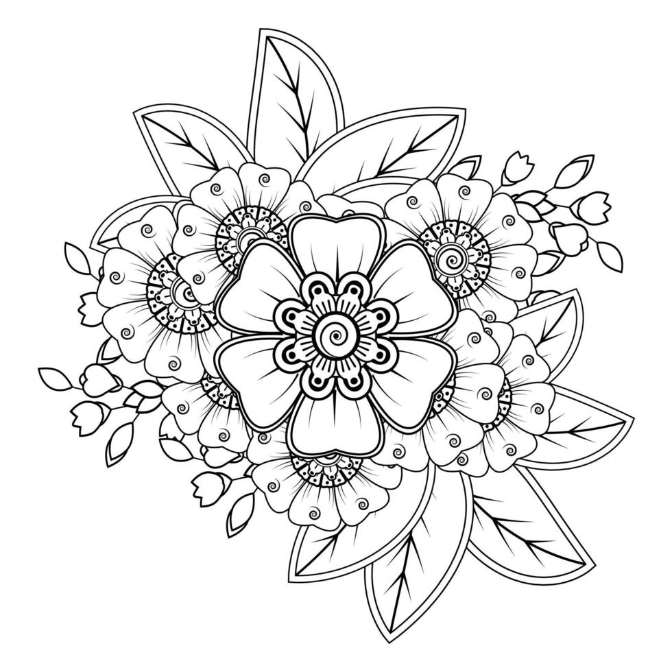 bloemen in zwart-wit. doodle kunst voor kleurboek vector