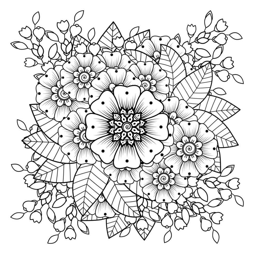 bloemen in zwart-wit. doodle kunst voor kleurboek vector