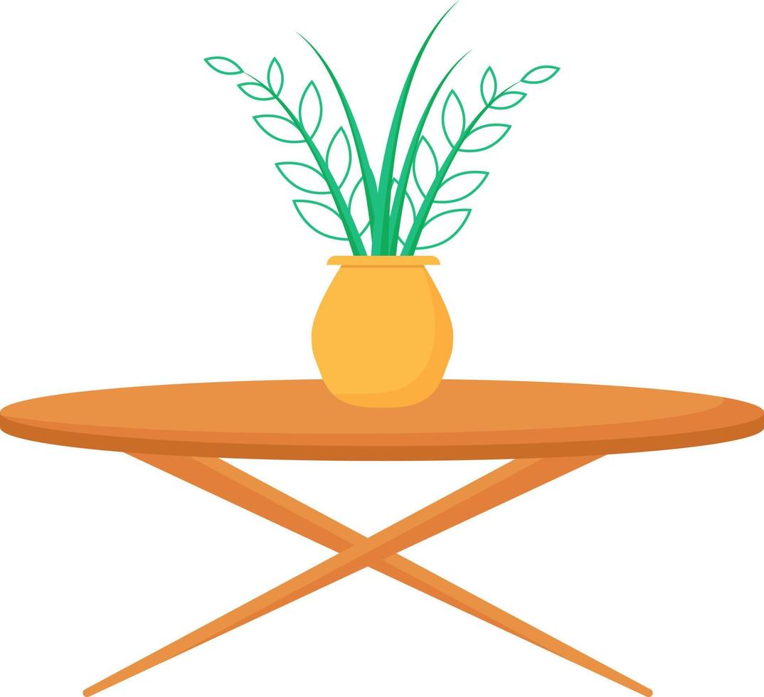 moderne salontafel met kamerplant semi-egale kleur vectorobject vector