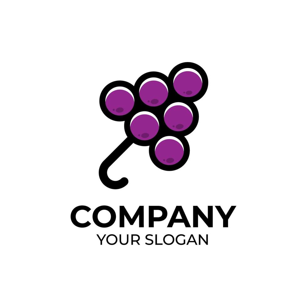 paraplu druif logo ontwerp vector