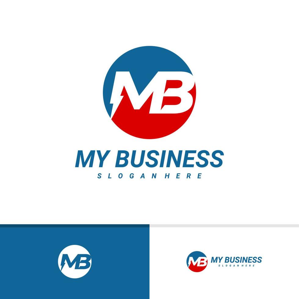 eerste mb met elektrische logo-vectorsjabloon, creatieve mb-logo-ontwerpconcepten vector