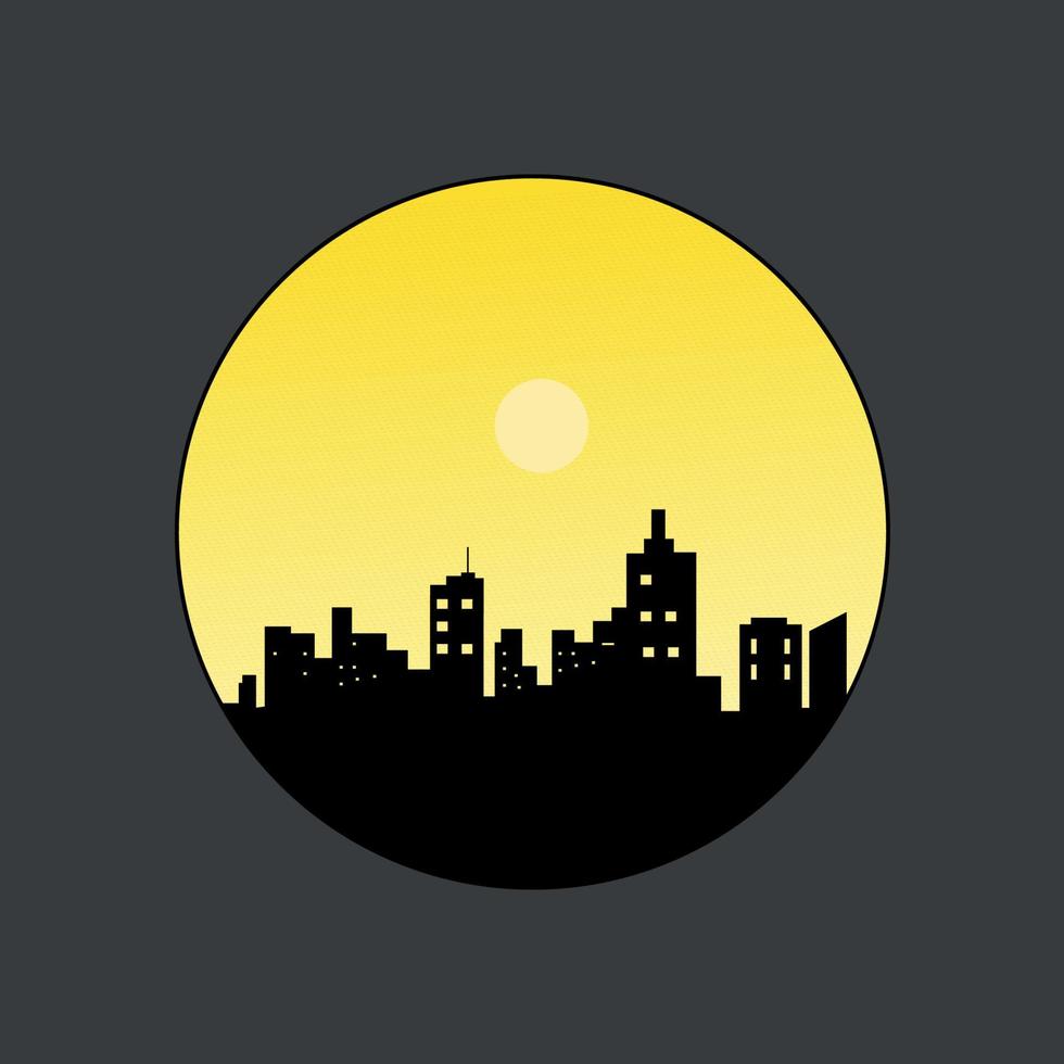 silhouet stad gebouw skyline logo vector embleem illustratie ontwerp