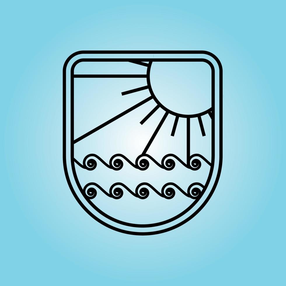 oceaan zon golf badge logo pictogram lijn kunst ontwerp illustratie vector