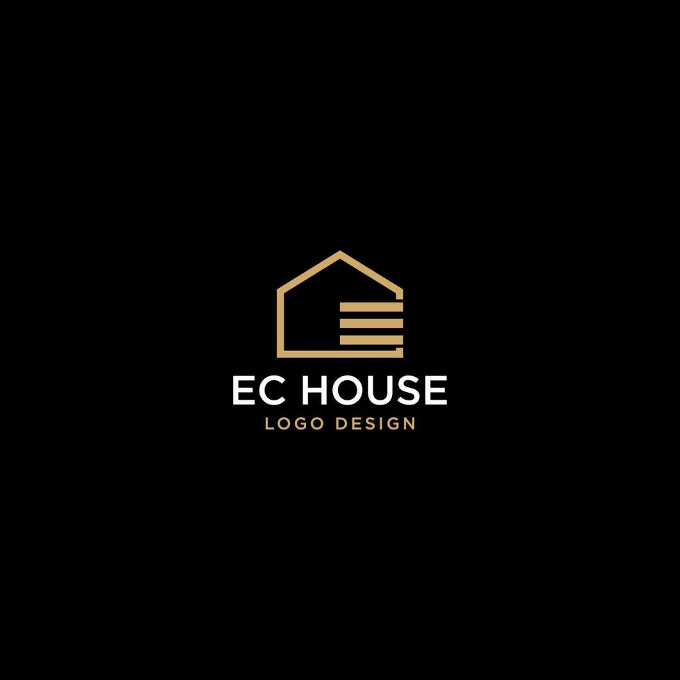 ec huis luxe logo ontwerp vector