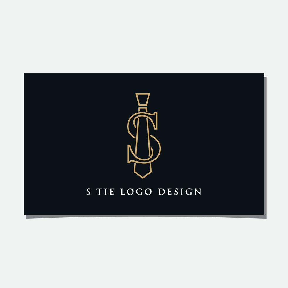 s initiaal en stropdas logo ontwerp vector