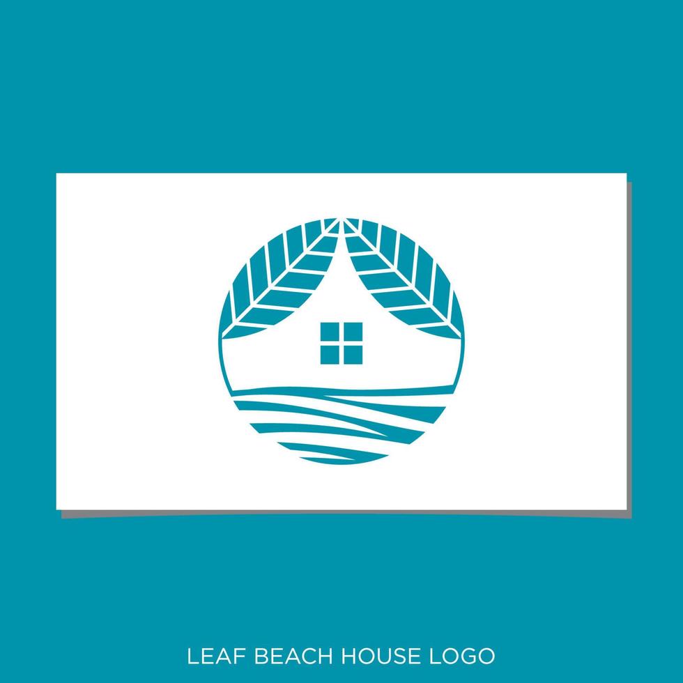 blad, strand en huis logo ontwerp vector