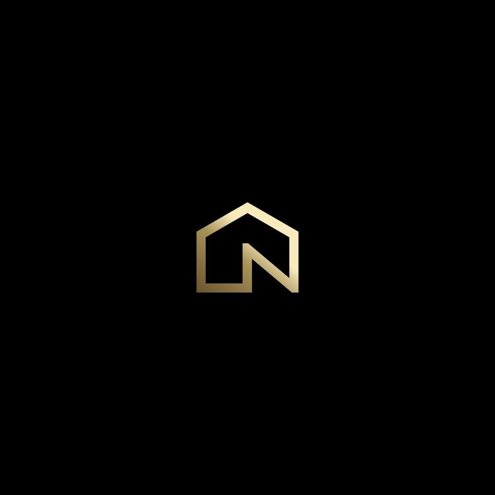 luxe huis logo met letter n vector