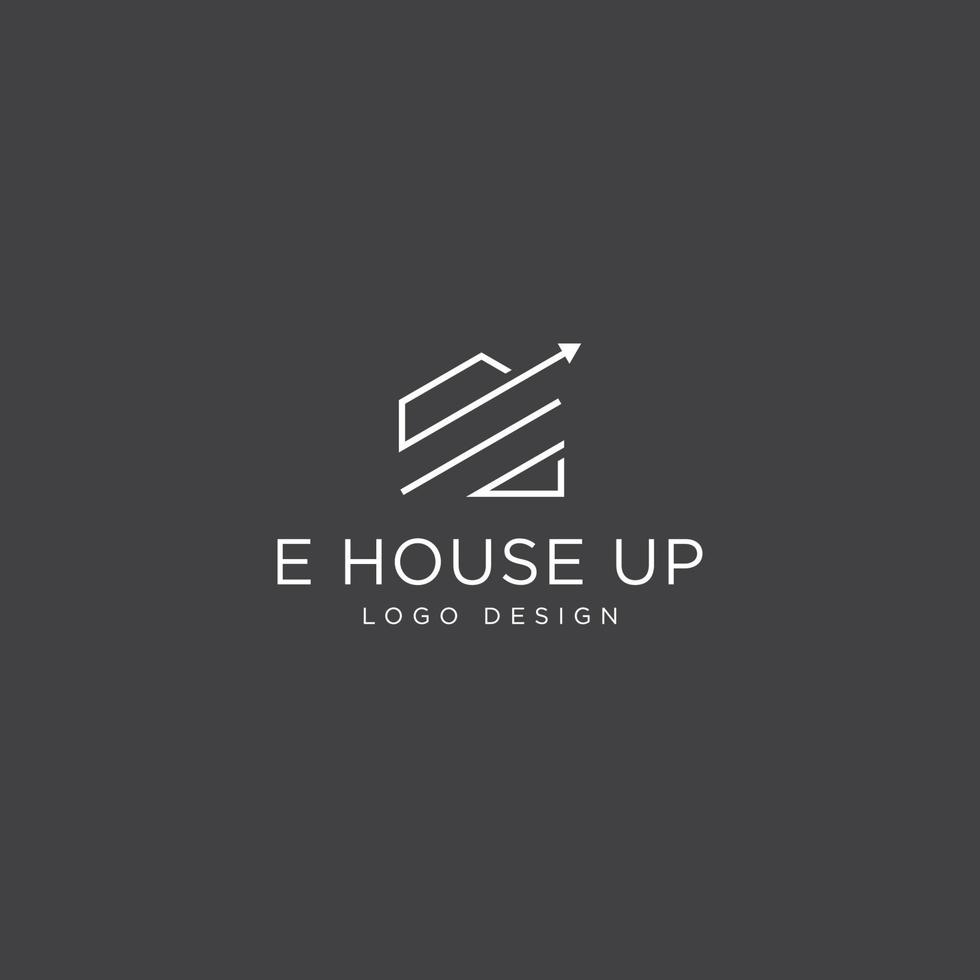 e huis logo en pijl omhoog vector