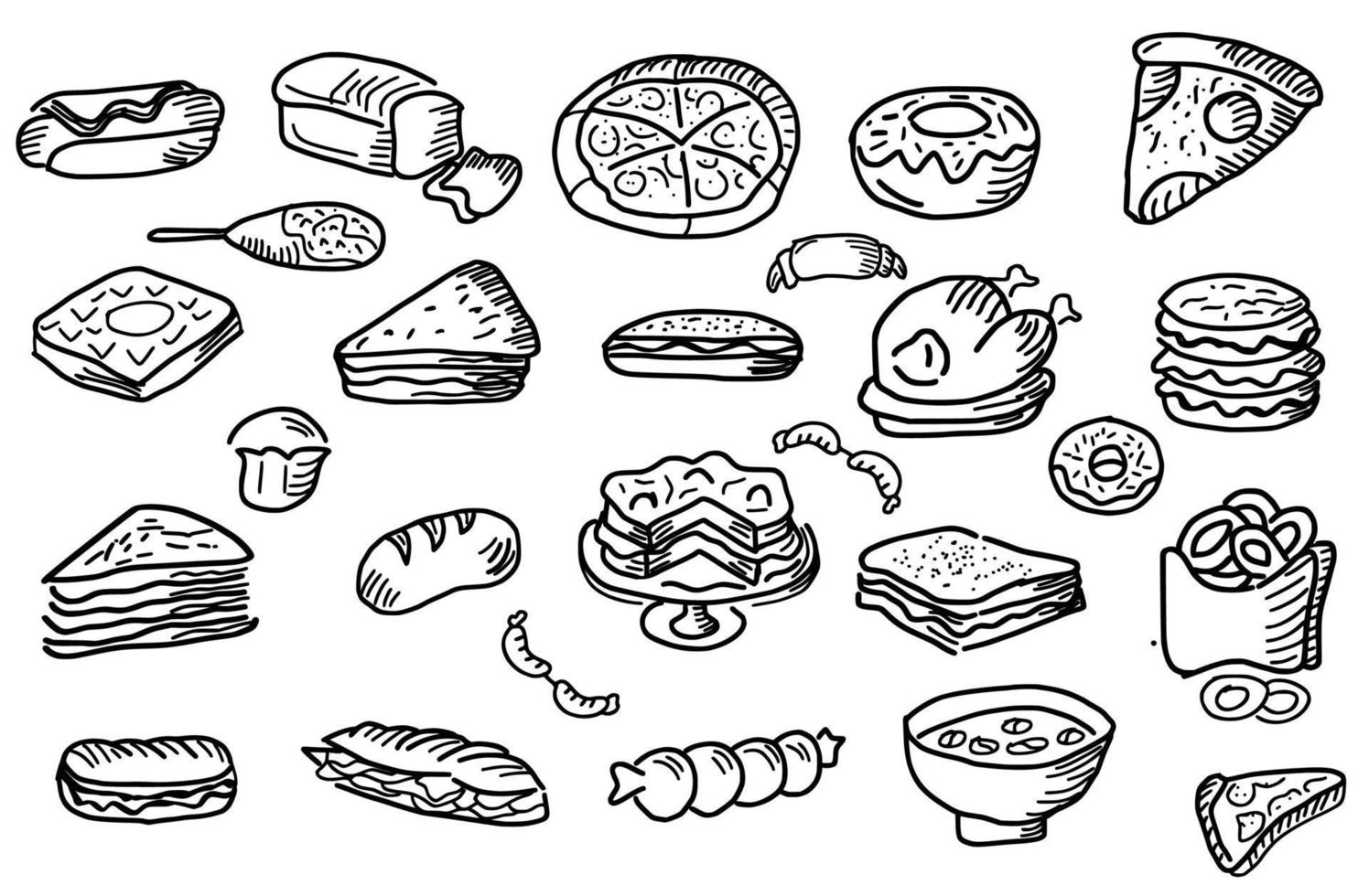 eten en koken naadloze patroon doodles vector