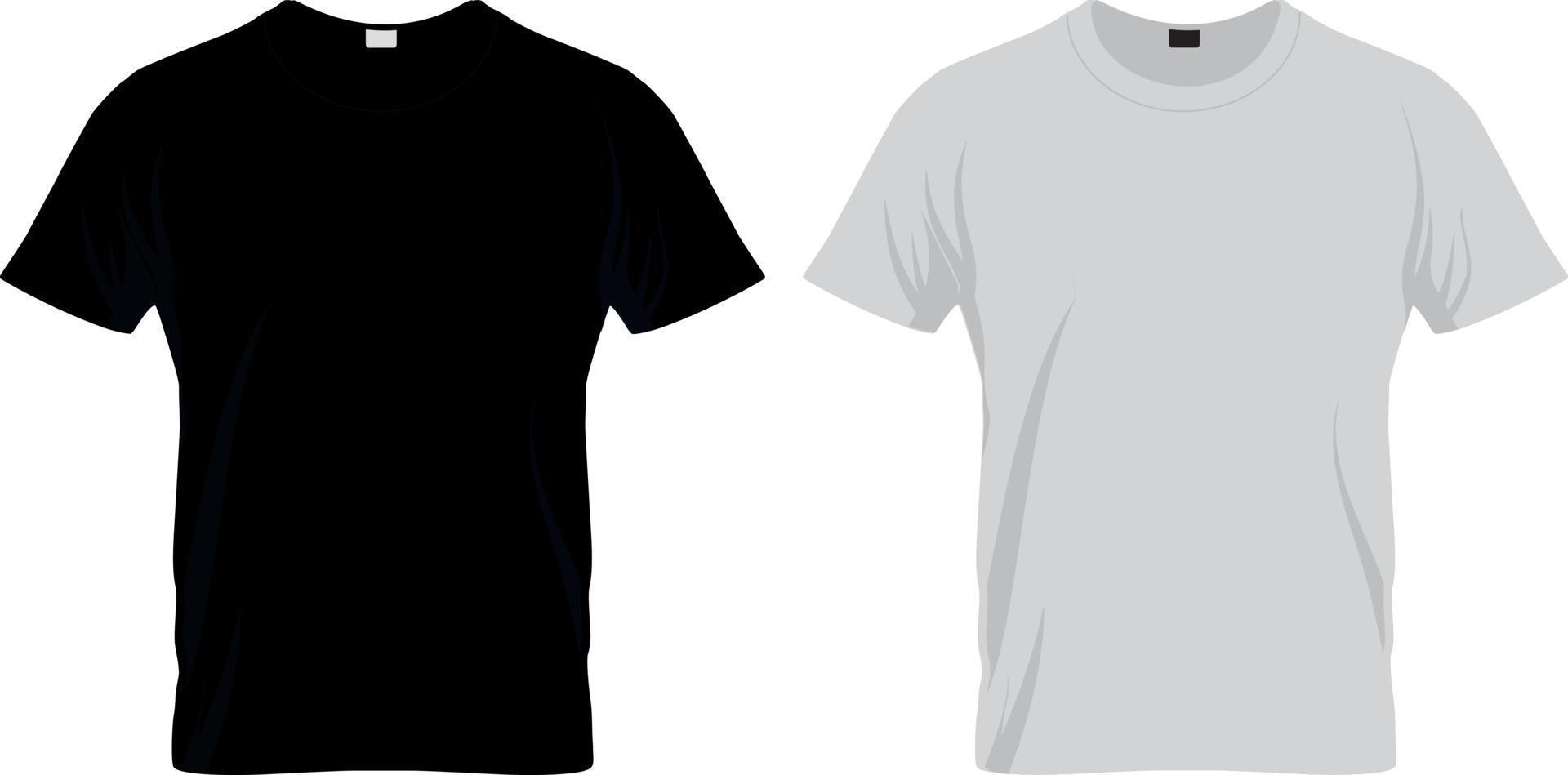 zwart-wit leeg t-shirt kledingontwerp. nieuwe sport unisex textielvorm met u-hals kraag voor man en vrouw. reclame- of advertentiesjabloon op doek en modethema vector