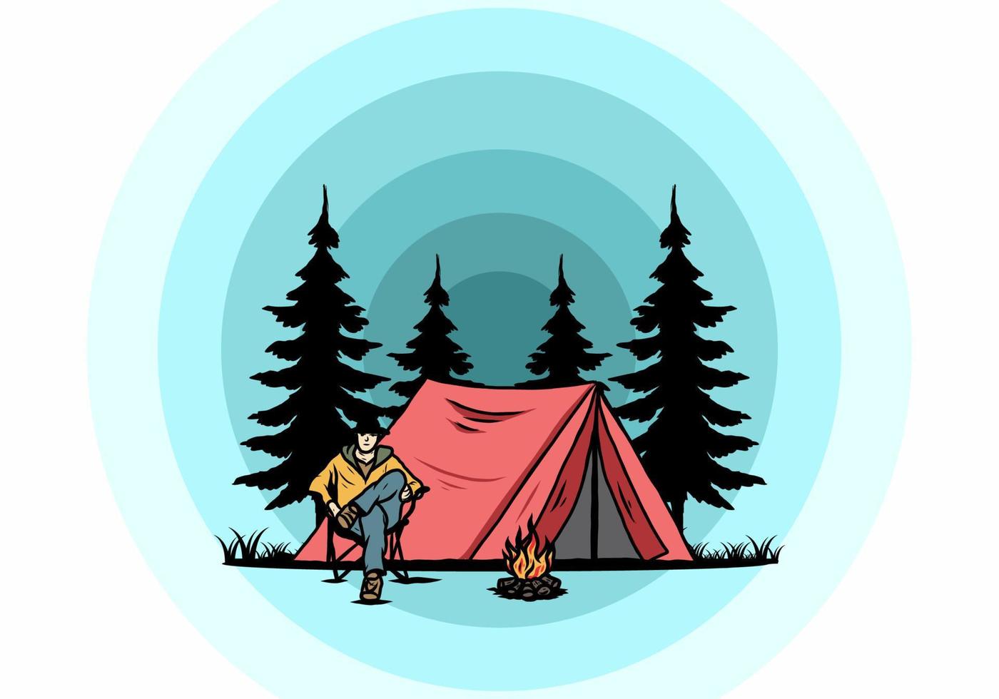 ontspan voor de tent illustratie vector