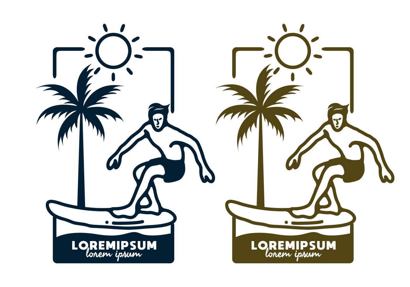 man surfen lijntekeningen illustratie vector