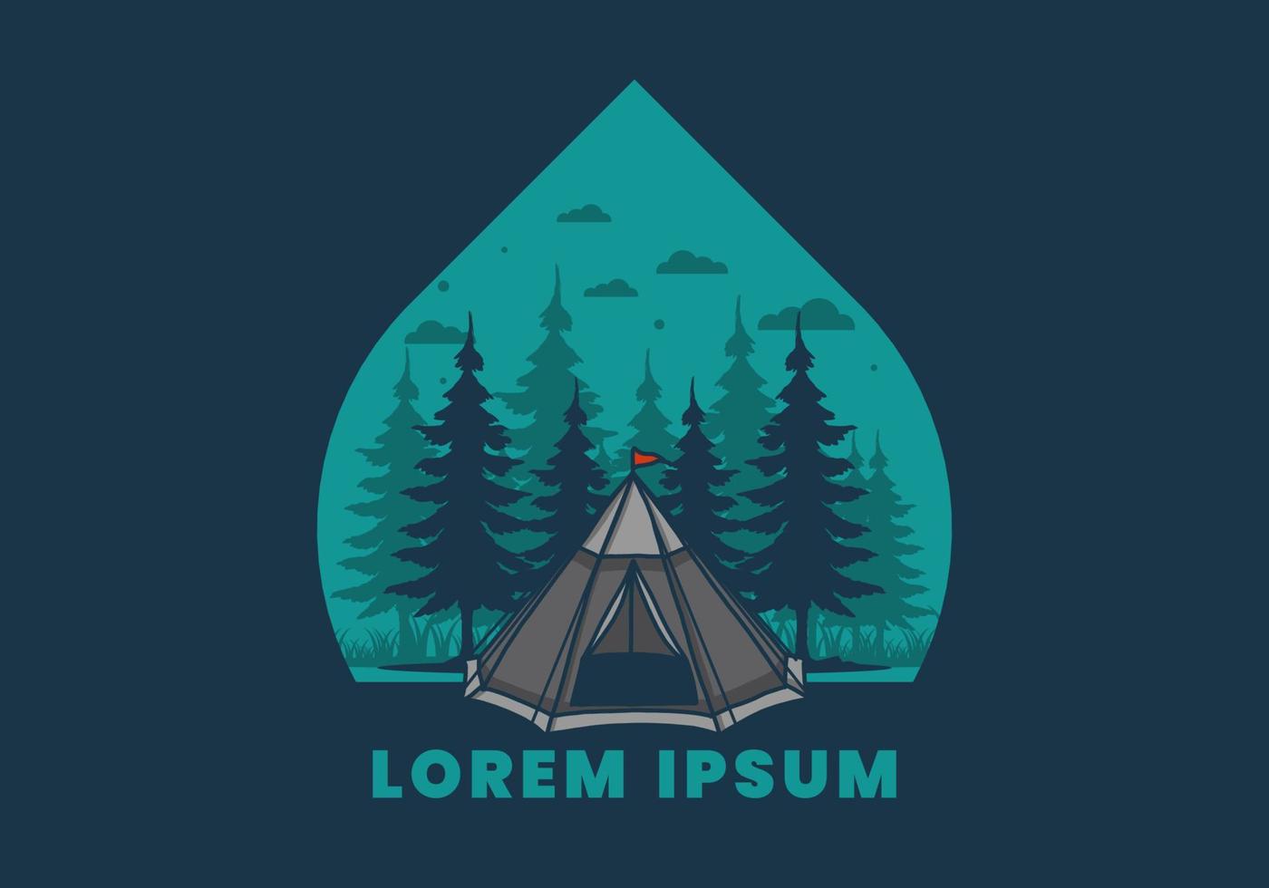 kegel tent en pijnbomen illustratie vector