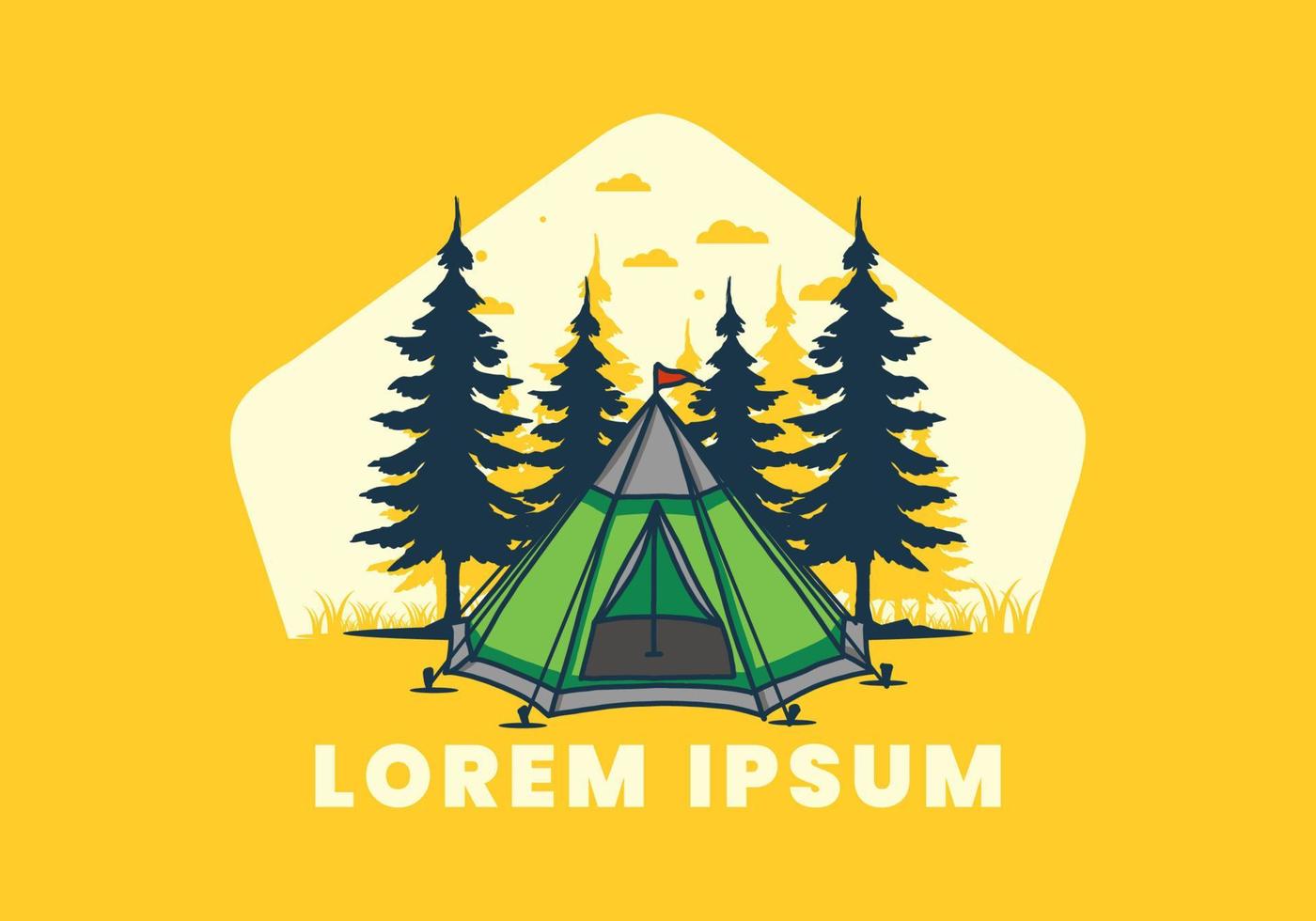 kegel tent en pijnbomen illustratie vector