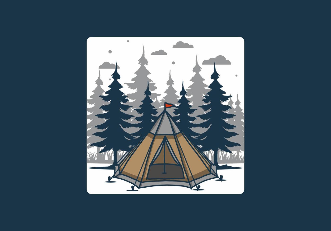 kegel tent en pijnbomen illustratie vector