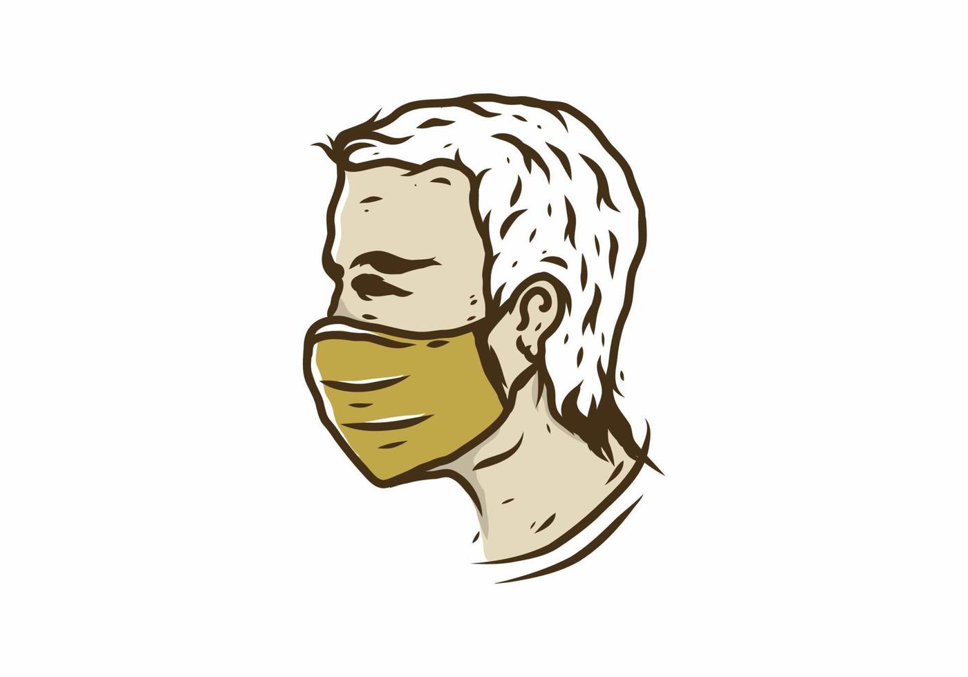 man met medisch masker illustratie tekening vector