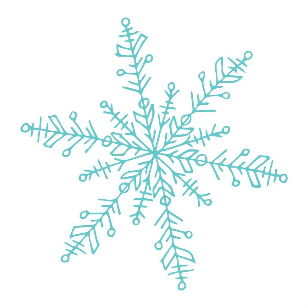 schattige handgetekende sneeuwvlok clipart. vector doodle illustratie geïsoleerd op een witte achtergrond. Kerstmis en Nieuwjaar modern design. voor print, web, design, decoratie, logo.