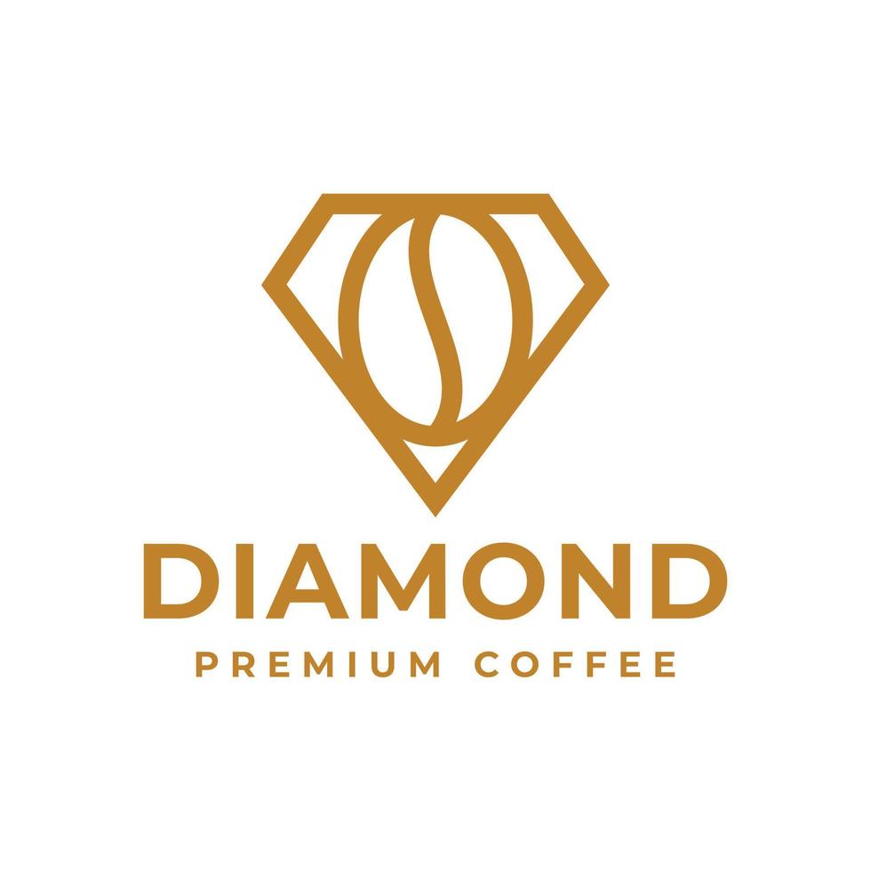 diamant koffieboon logo ontwerp vector