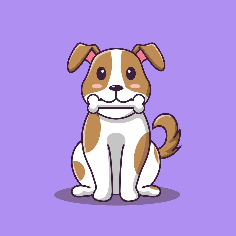 schattige hond cartoon eten bot, cartoon vectorillustratie, cartoon clipart vector