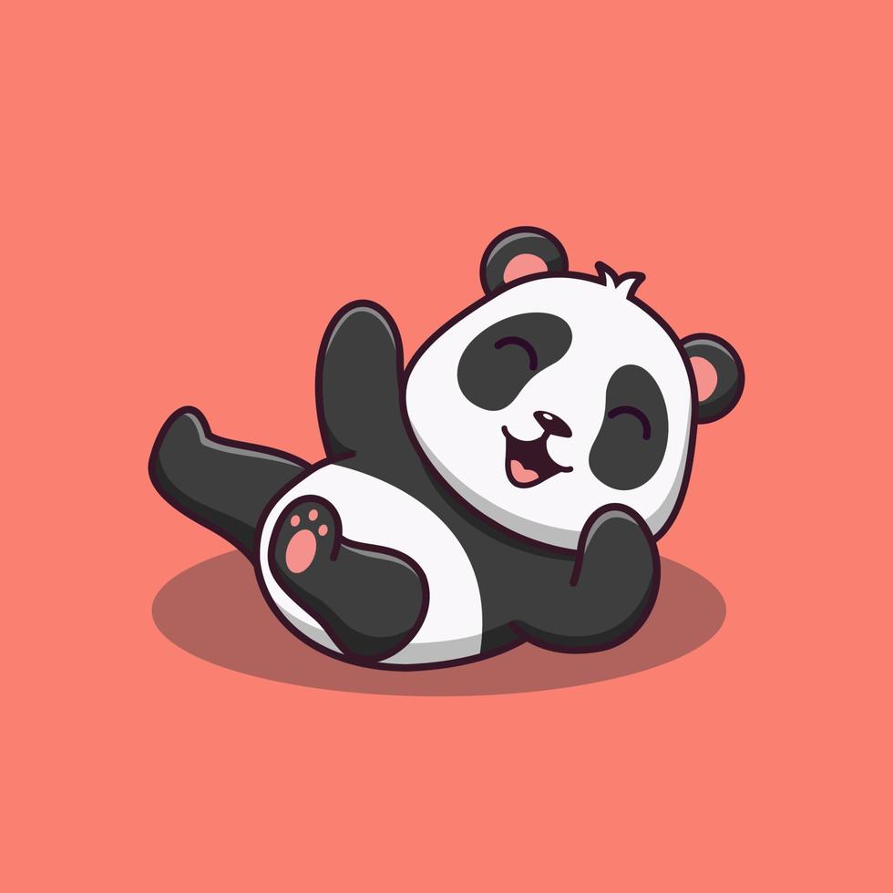 schattige cartoon panda liggend, cartoon vectorillustratie, cartoon clipart vector