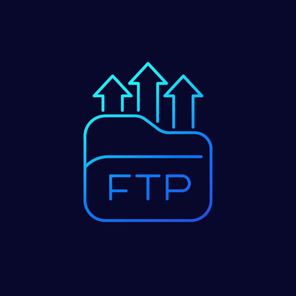 ftp-lijnpictogram, uploaden naar server vector