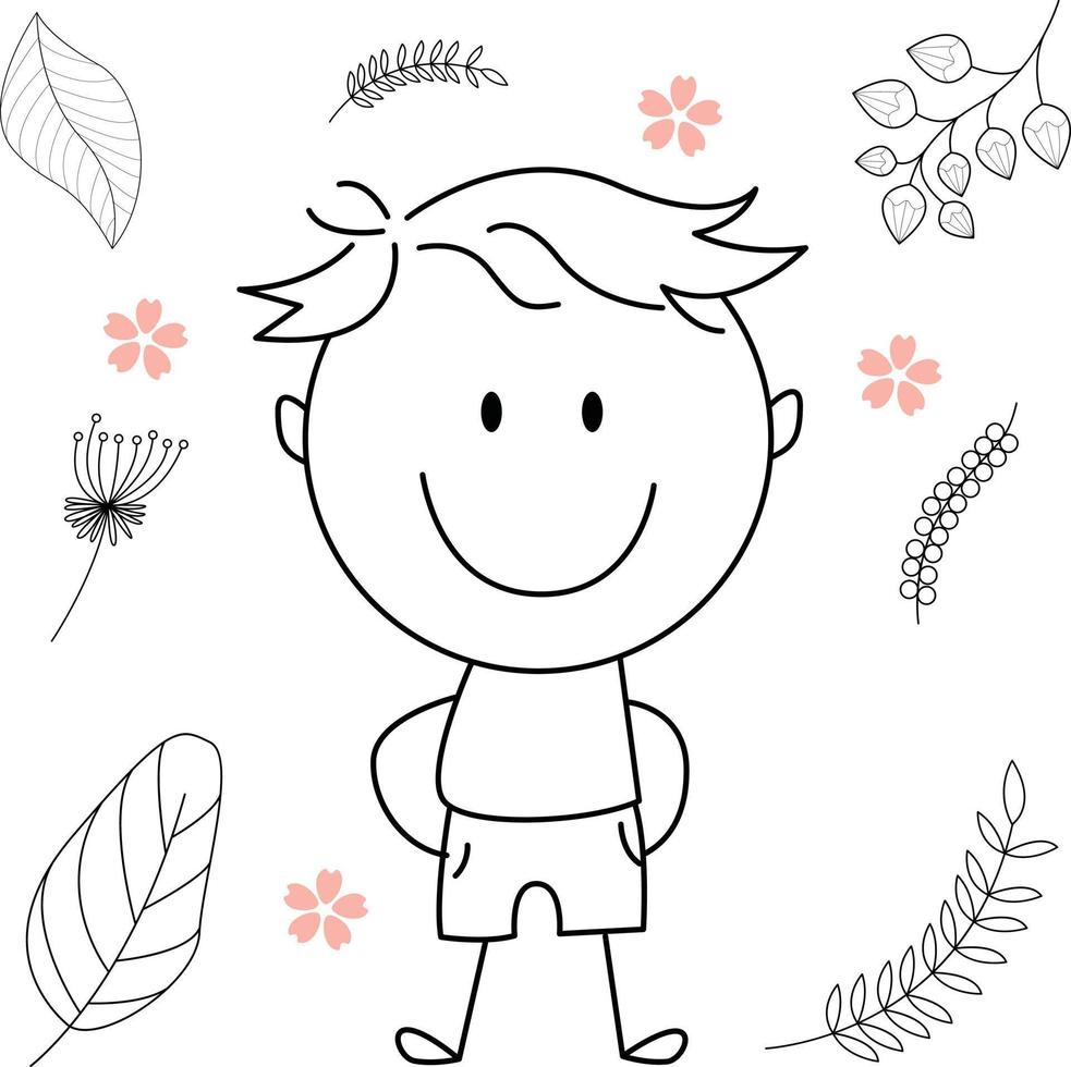 cartoon activiteit illustratie van een lachend kind voor kinder kleurboek en kinderboek. eps vector afbeelding.