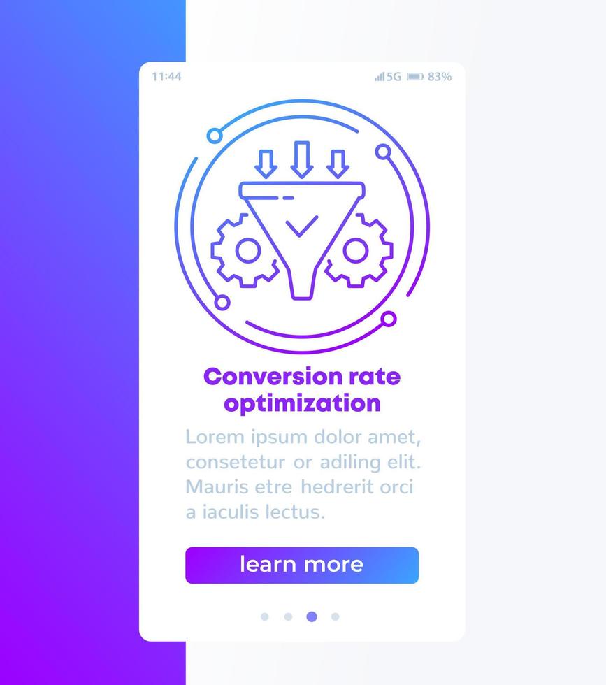 optimalisatie van de conversieratio, bannerontwerp voor verkooptrechters met lijnpictogram vector