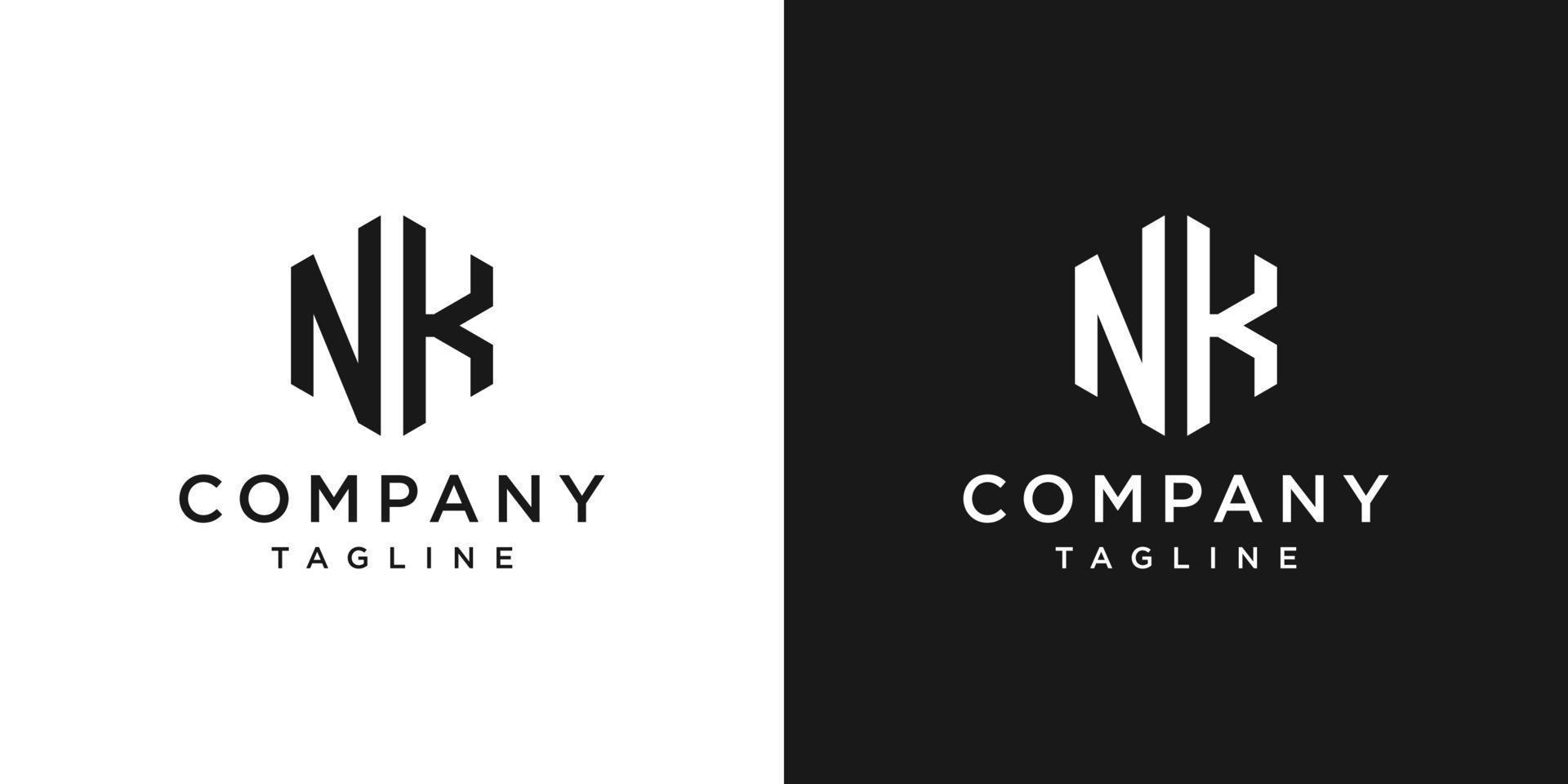 creatieve brief nk monogram logo ontwerp pictogrammalplaatje witte en zwarte achtergrond vector
