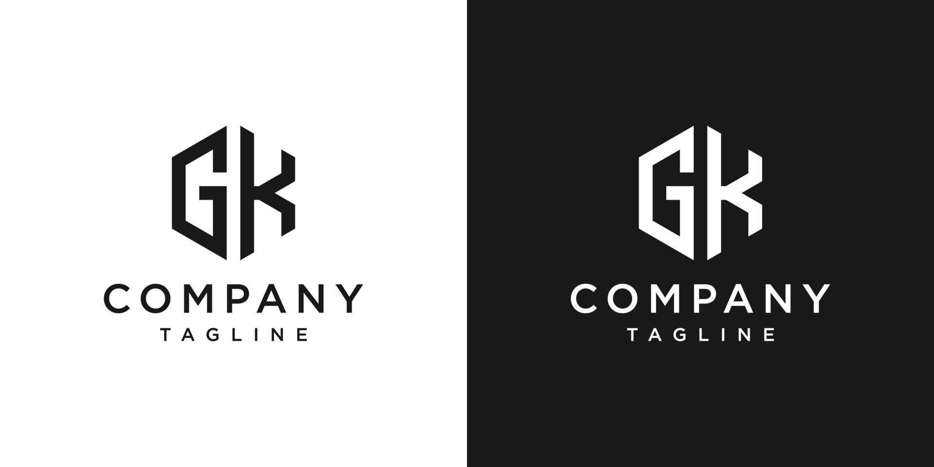 creatieve brief gk monogram logo ontwerp pictogrammalplaatje witte en zwarte achtergrond vector