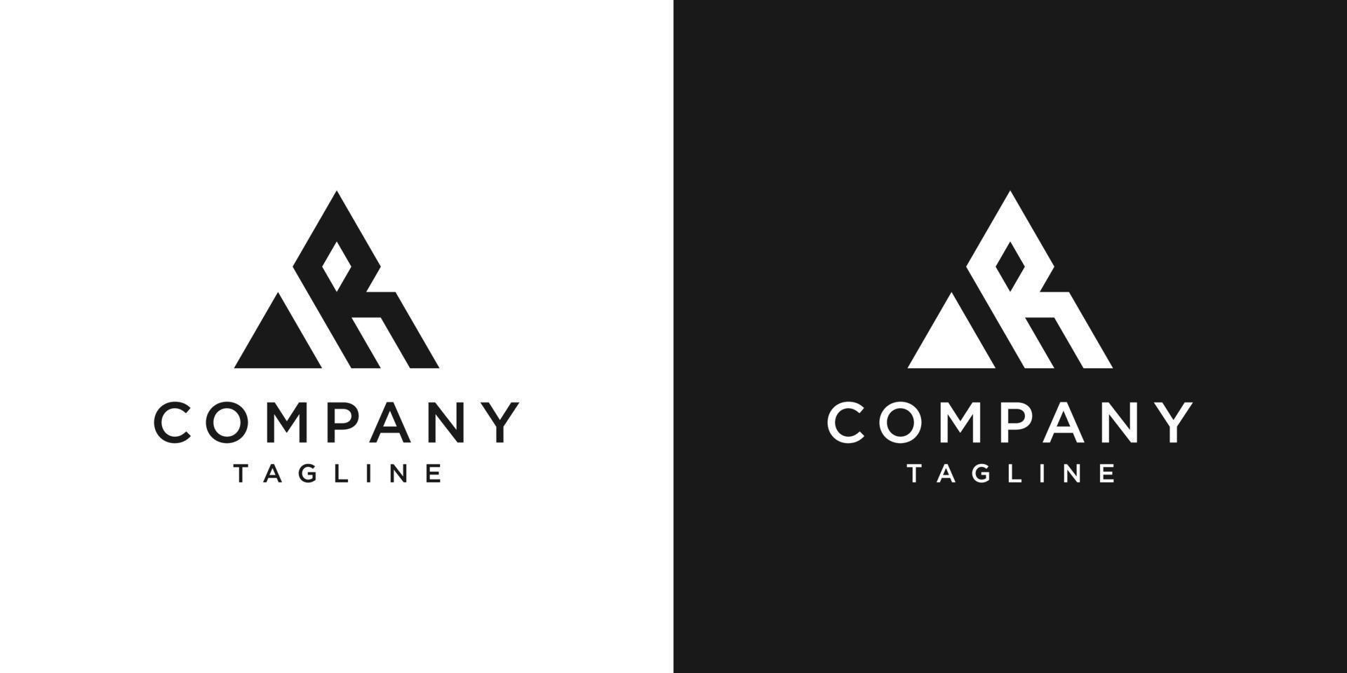 creatieve letter ar monogram logo ontwerp pictogrammalplaatje witte en zwarte achtergrond vector