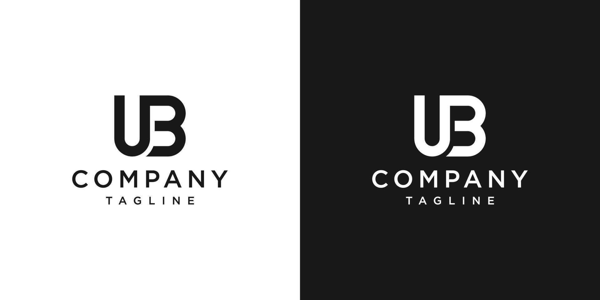 creatieve brief ub monogram logo ontwerp pictogrammalplaatje witte en zwarte achtergrond vector