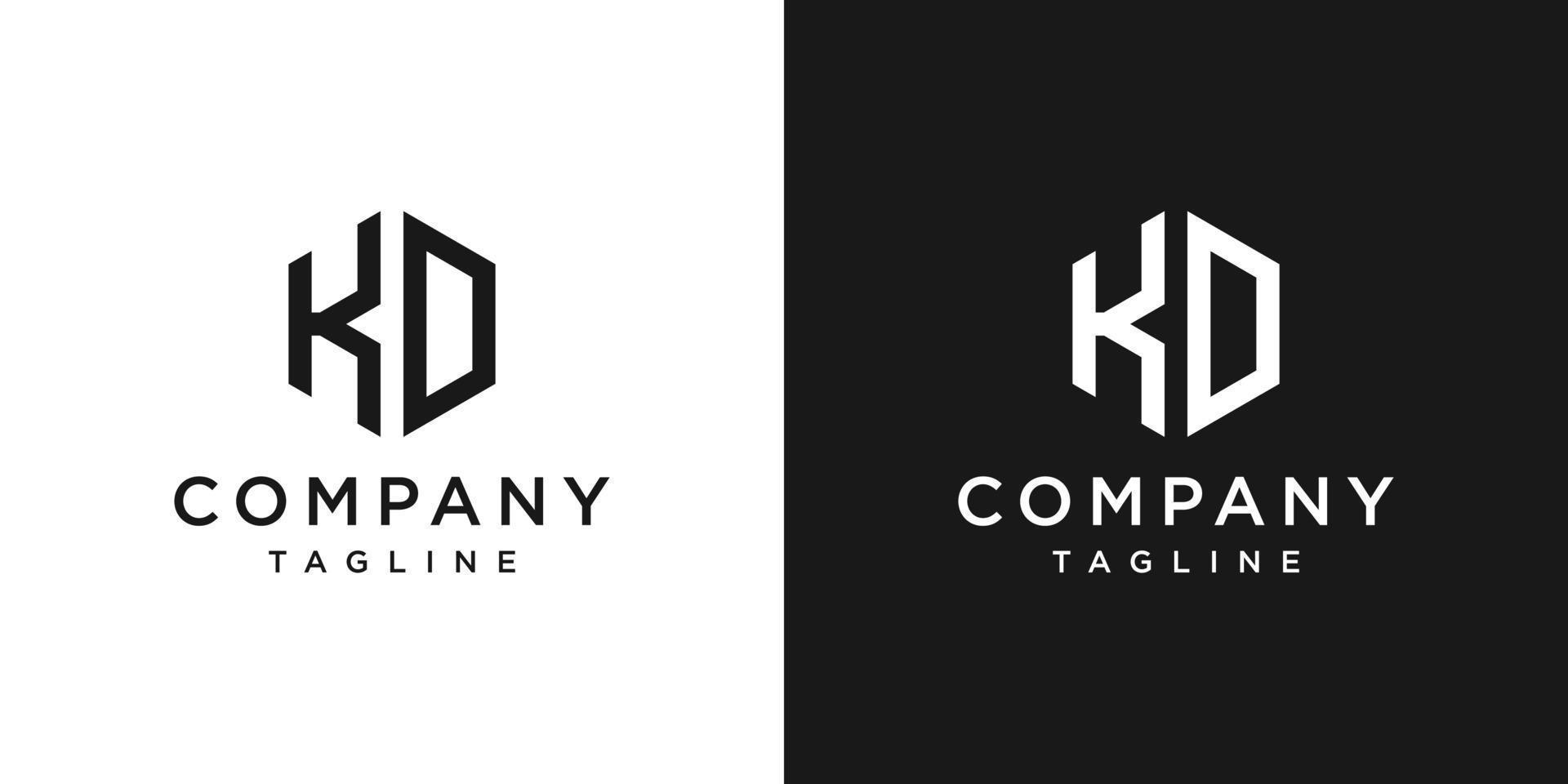 creatieve brief kd monogram logo ontwerp pictogrammalplaatje witte en zwarte achtergrond vector