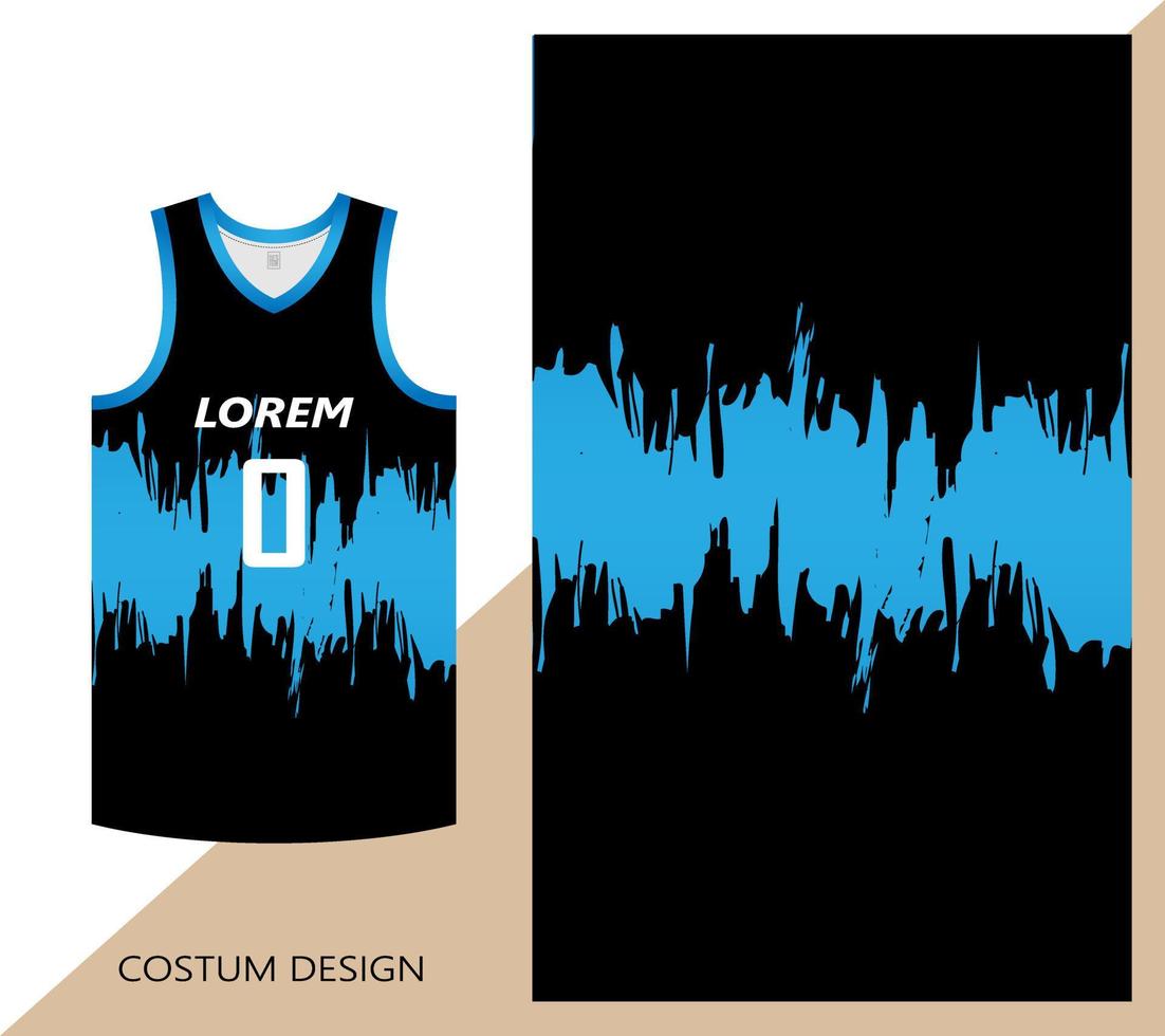 basketbal jersey patroon ontwerpsjabloon. zwarte blauwe abstracte achtergrond voor stoffenpatroon. basketbal-, hardloop-, voetbal- en trainingsshirts. vector illustratie
