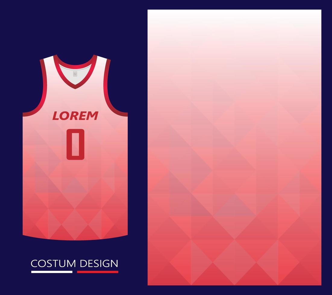 basketbal jersey patroon ontwerpsjabloon. rode abstracte achtergrond voor stoffenpatroon. basketbal-, hardloop-, voetbal- en trainingsshirts. vector illustratie