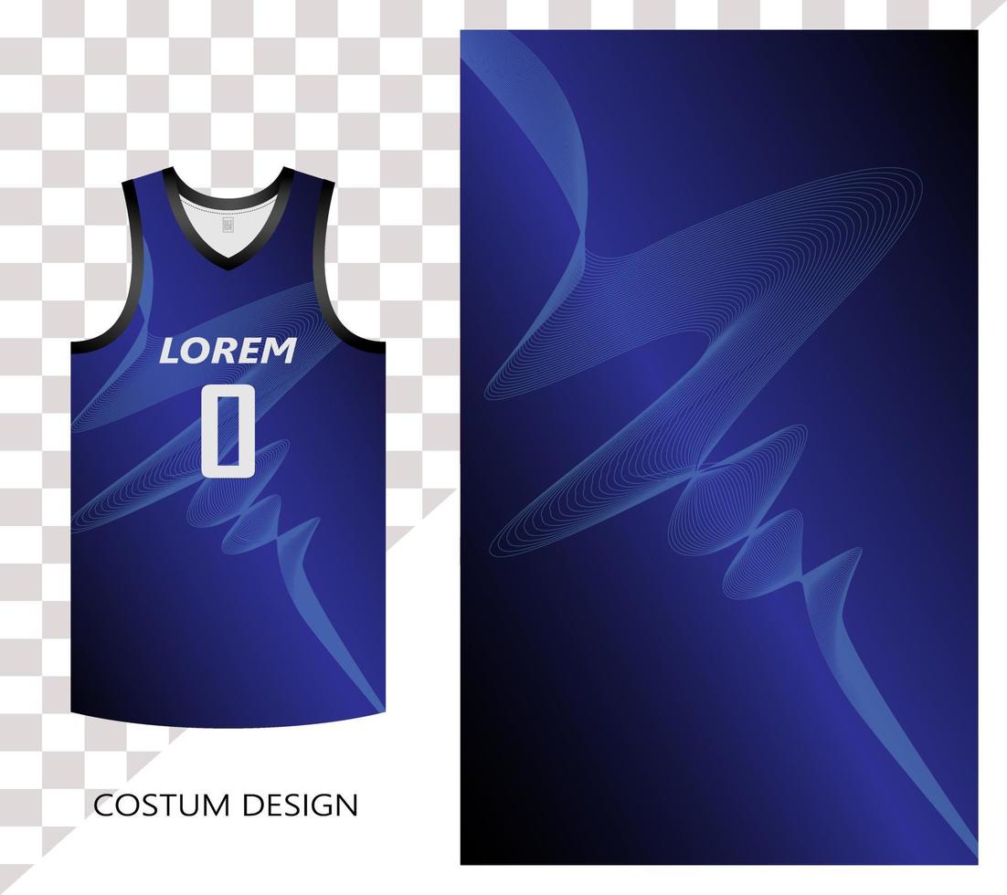 basketbal jersey patroon ontwerpsjabloon. zwarte blauwe gradiënt abstracte achtergrond met blauwe lijn kunst golven met geluidsgolf technologie concept. ontwerp voor stoffenpatroon vector