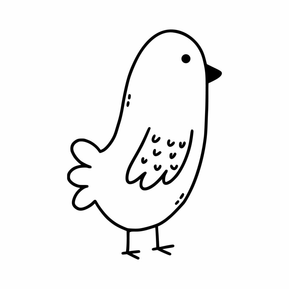 schattige vogel. vectorkrabbelillustratie. kleurboek voor kinderen. vector