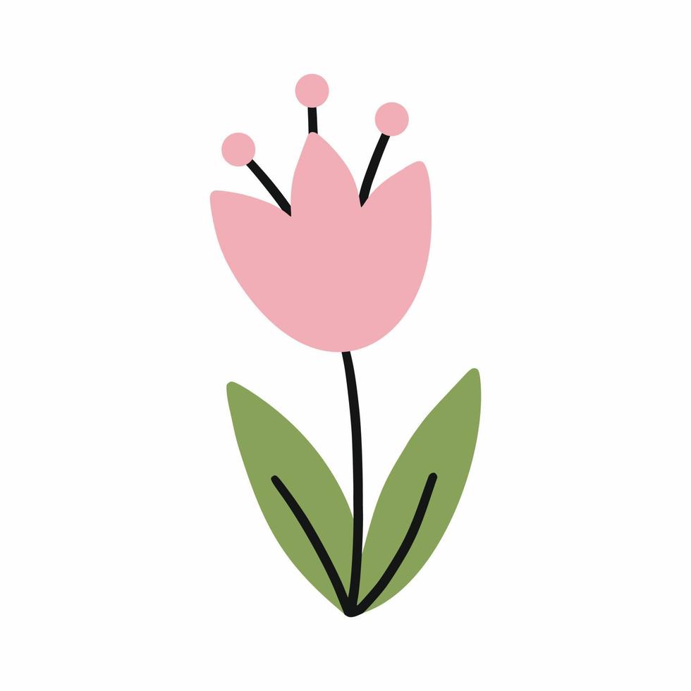 doodle stijl bloem. ansichtkaart decorelement. vector geïsoleerde illustratie. hand getekend.