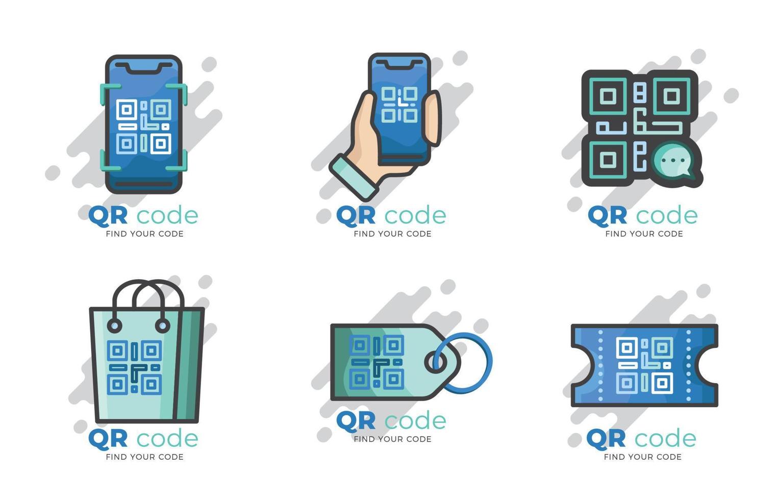 qr code logo set vector