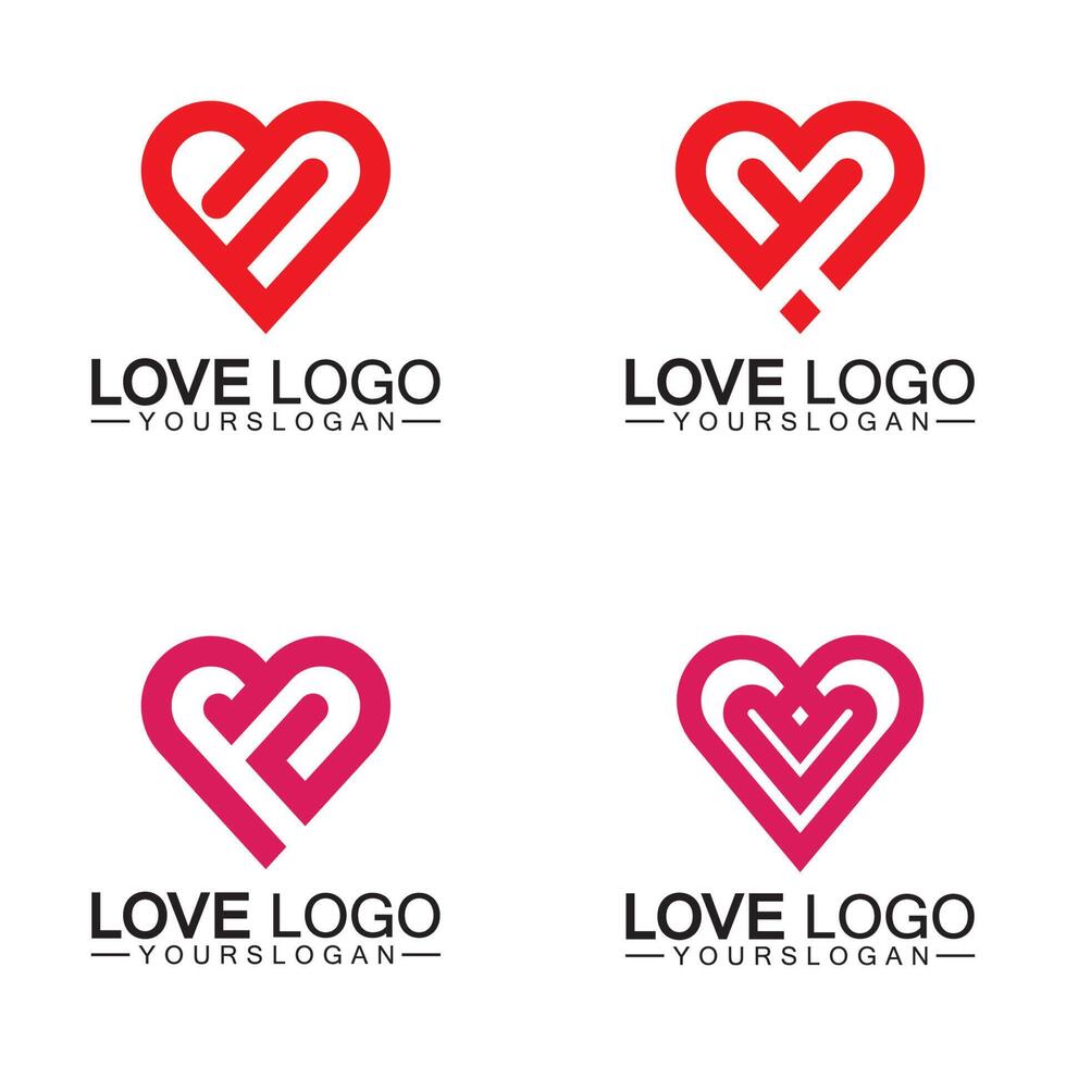 liefde logo ontwerp vector, geometrische haard logo vector, lineaire liefde vector logo concept, hart vorm logo ontwerp-vector