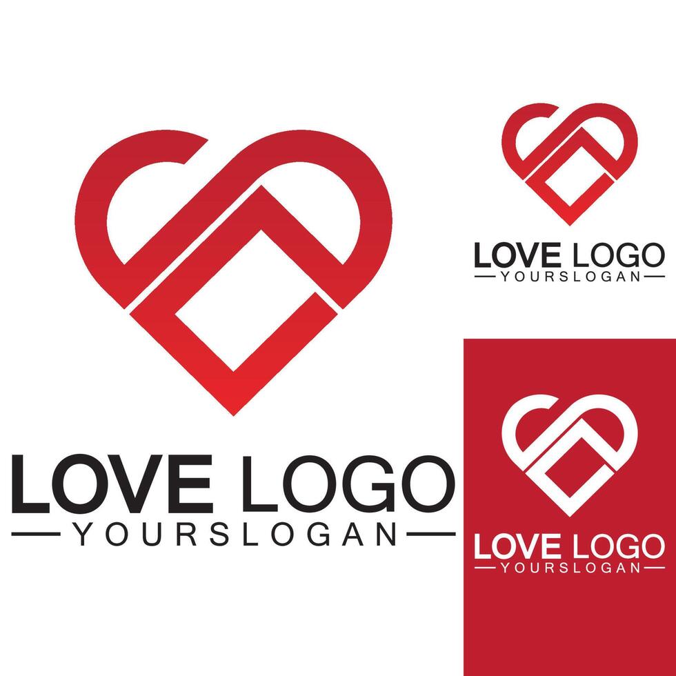 liefde logo ontwerp vector, geometrische haard logo vector, lineaire liefde vector logo concept, hart vorm logo ontwerp-vector