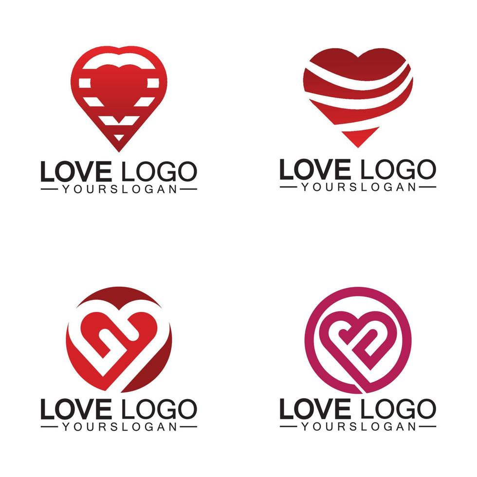 hou van logo-ontwerp, hartvorm logo ontwerp vector