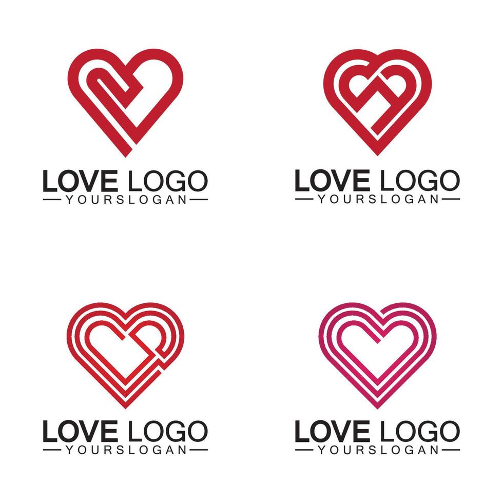 liefde logo ontwerp vector, geometrische haard logo vector, lineaire liefde vector logo concept, hart vorm logo ontwerp-vector