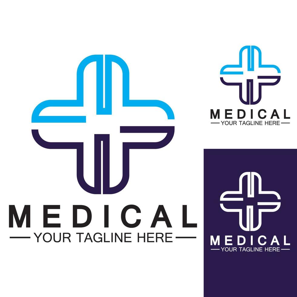 medische kruis en gezondheidsapotheek logo vector sjabloon