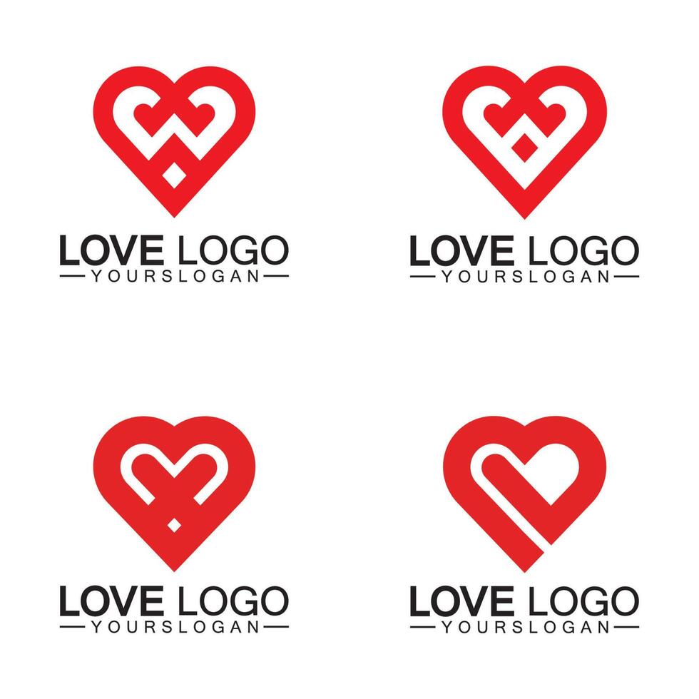 liefde logo ontwerp vector, geometrische haard logo vector, lineaire liefde vector logo concept, hart vorm logo ontwerp-vector