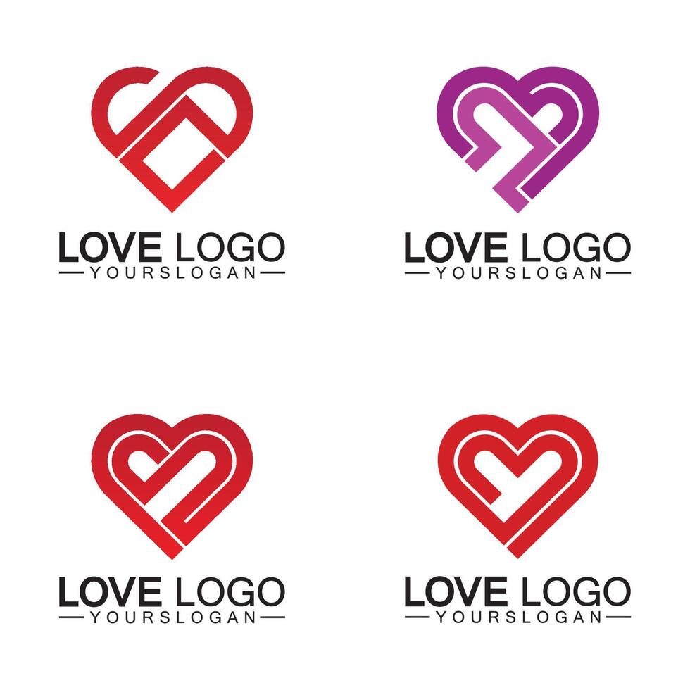 liefde logo ontwerp vector, geometrische haard logo vector, lineaire liefde vector logo concept, hart vorm logo ontwerp-vector