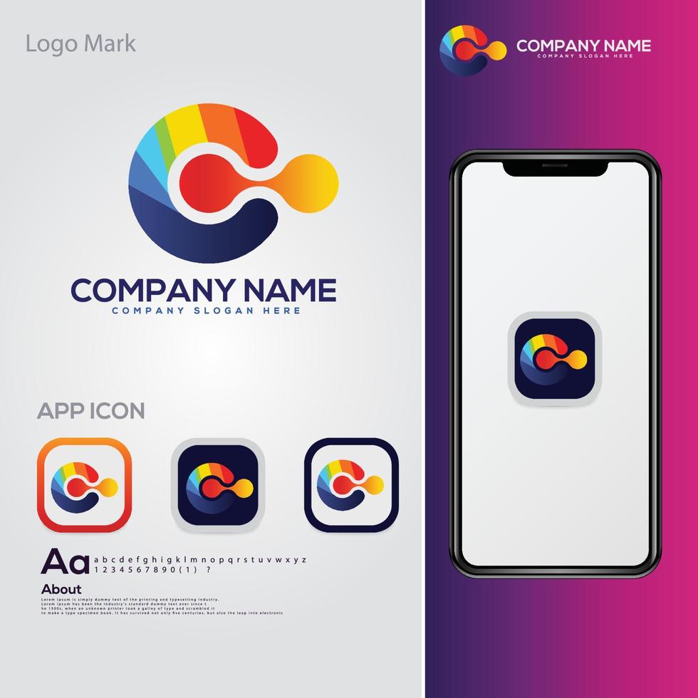 c-logo, modern logo kleurrijk logo, letterlogo vector