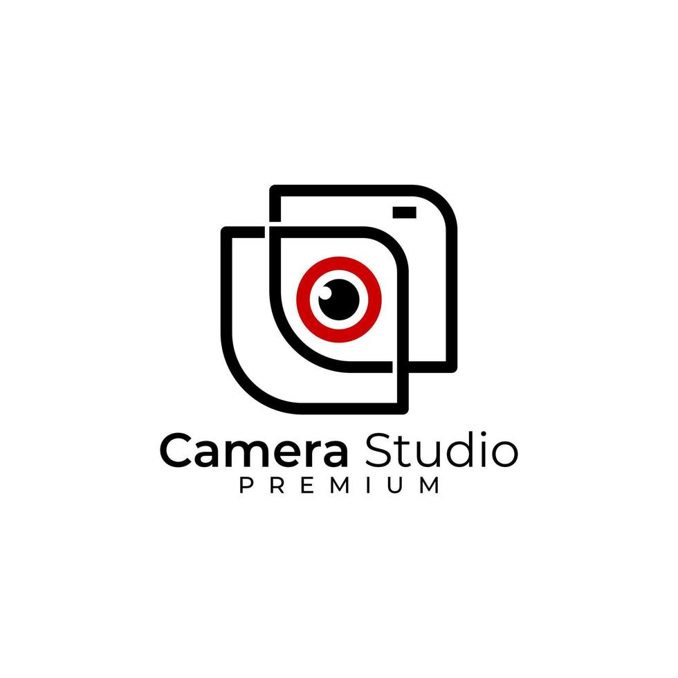 studio camera lens fotografie logo ontwerpsjabloon vector