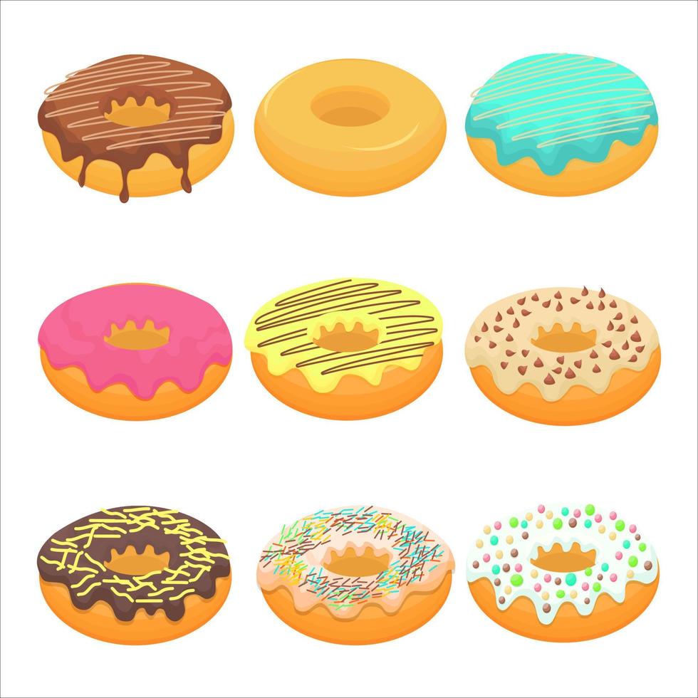 donut vector set geïsoleerd op een witte achtergrond. donut collectie.