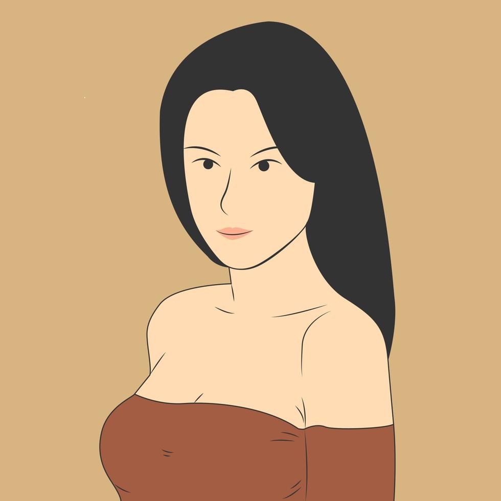 vectorillustratie van mooi vrouwelijk personage in platte cartoonstijl vector